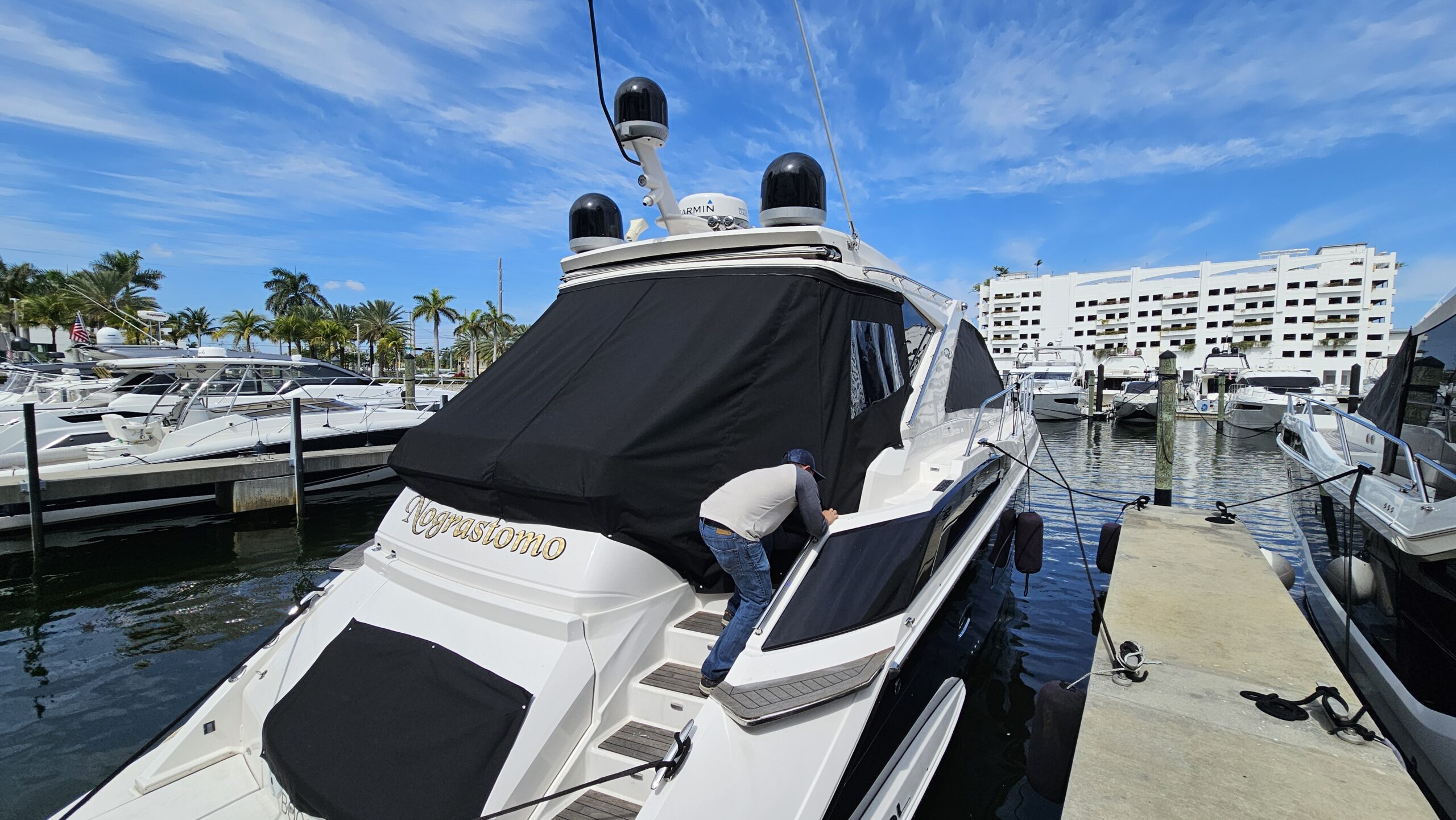 Custom yacht enclosure at Miami marina