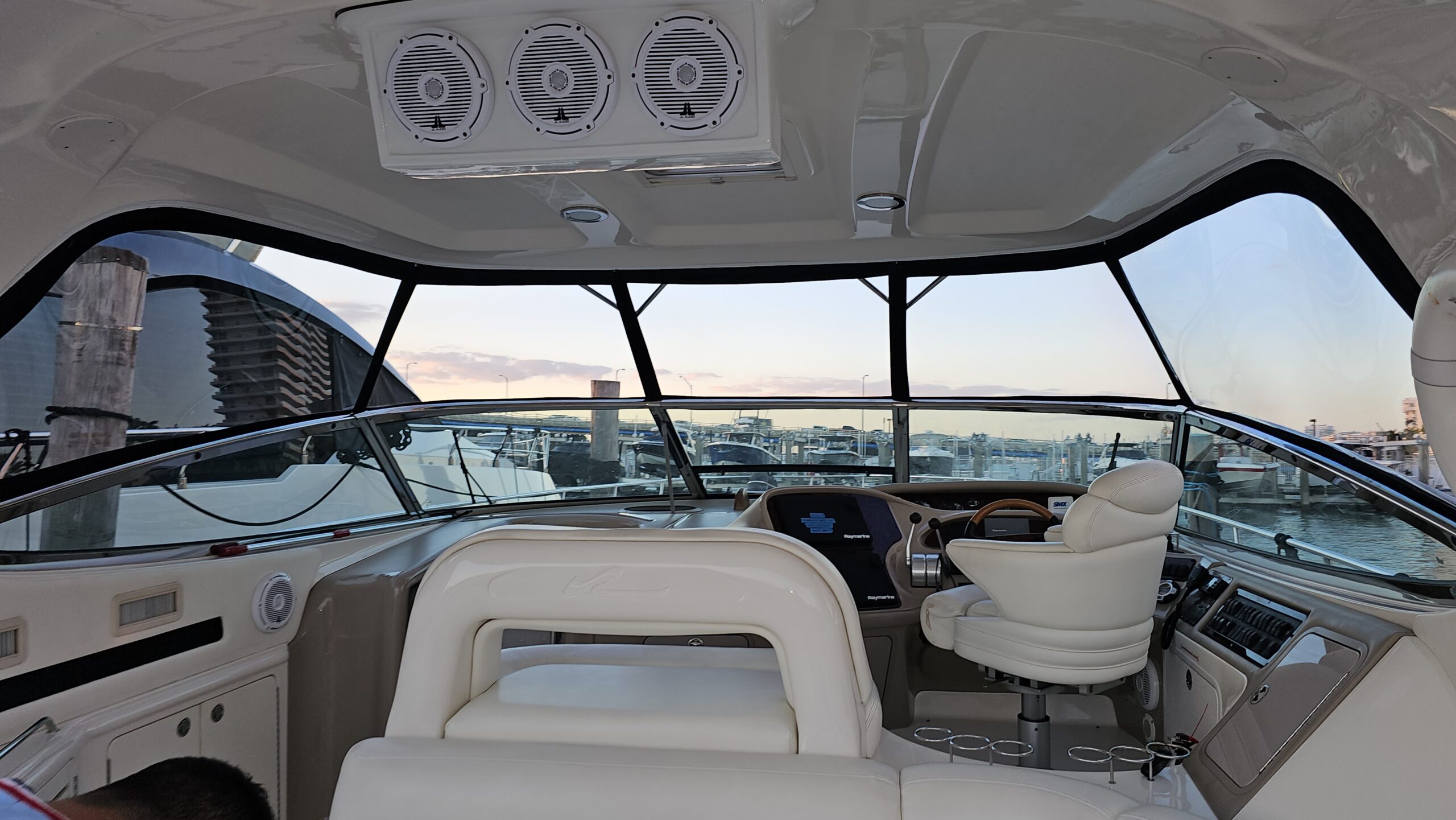 Boat cockpit interior upholstery